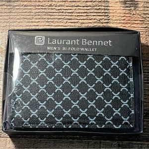 Men’s Bi-Fold Faux Leather Wallet- Black W/ Gray Diamond Pattern